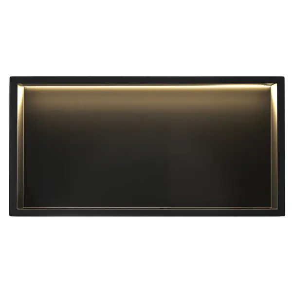 Raft baie incastrat in perete 30x60 cm, negru mat, cu LED, Rea