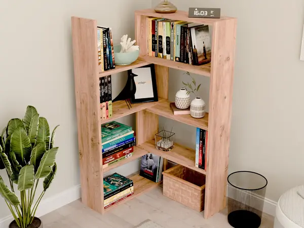 Raft biblioteca asimetric pentru living, 120 x 25 cm, PAL 18 mm