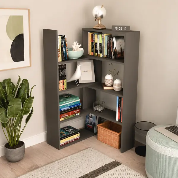 Raft biblioteca asimetric pentru living, 120 x 25 cm, PAL 18 mm