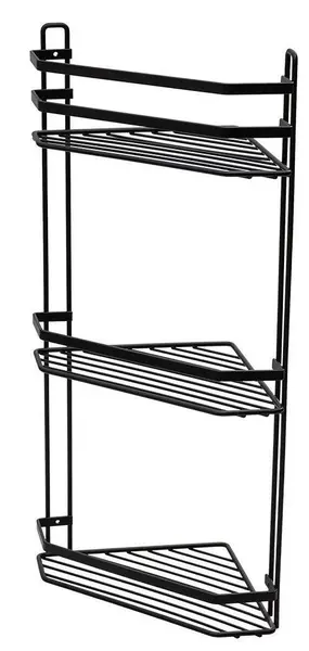 Raft de colț Estia - Elegant, la 3 nivele, negru