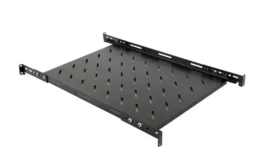 Raft fix Spacer SPSF-1U500HE-BK-03, 1U, pentru rack 19inch, adancime 500mm, pentru cabinet de 800mm, cu urechi fixare, suporta capacitate ridicata, vopsea antistatic, otel 1.2mm (Negru)