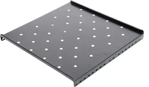 Raft fix Spacer SPSF-1U650-BK-03, 1U, pentru rack 19inch, adancime 650mm, pt. cabinet de 1000mm, sarcina maxima 60Kg, vopsea antistatic, otel 1.2mm (Negru)