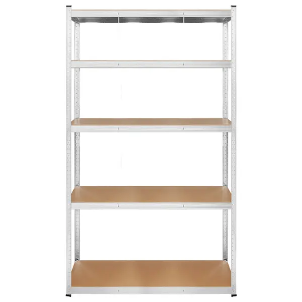 Raft metalic cu 5 polite MDF reglabile, 205 x 120 x 45 cm, 150 kg/polita, alb, Rebel RB-1252