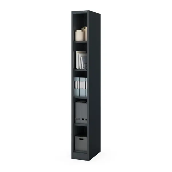Raft metalic ingust, de arhivare pentru documente antracit: TIM 250 x 1950 x 450 mm Raft metalic îngust de arhivare pentru documente, antracit, 250x1950x450 mm: TIM