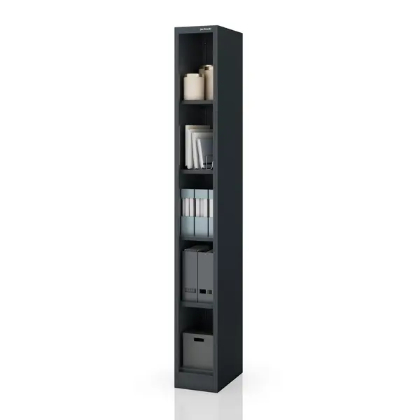 Raft metalic ingust, de arhivare pentru documente antracit: TIM 250 x 1950 x 400 mm Raft metalic îngust de arhivare pentru documente, antracit, 250x1950x400 mm: TIM