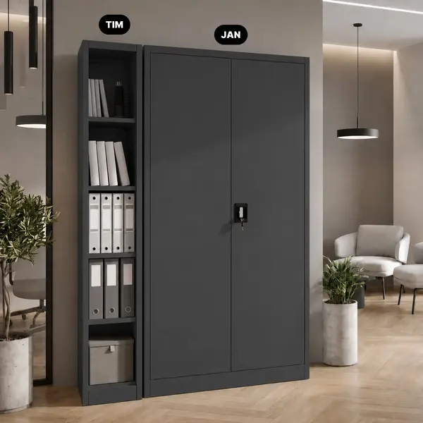 Raft metalic ingust, de arhivare pentru documente antracit: TIM 250 x 1850 x 450 mm Raft metalic îngust de arhivare pentru documente, antracit, 250x1850x450 mm: TIM
