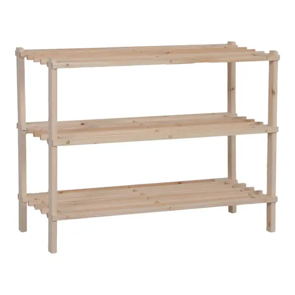Raft pentru pantofi cu capacitate de 9 perechi Steper, Lemn de brad, Natur, 64x26x48 cm
