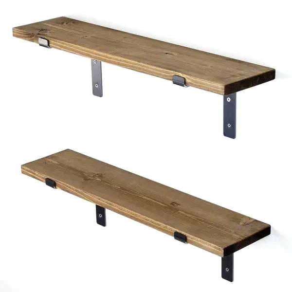 Raft suspendat LAM006, negru + nuc, 60x14x16 cm