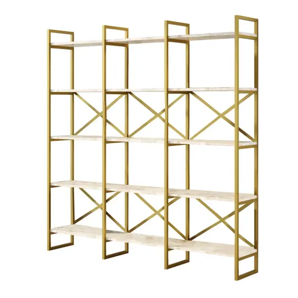 Raft VG6-GE, marmura alba + auriu, 170x30x175 cm