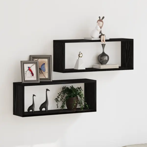 Rafturi vitaxl 2 buc negru stejar 60x15x23 cm facute din lemn lamelat