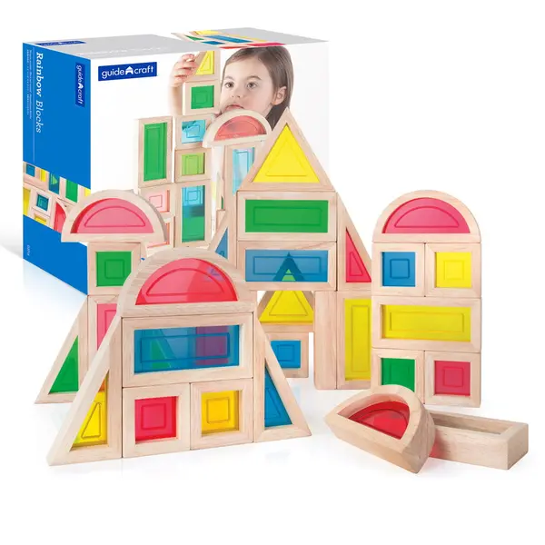 Rainbow Blocks set 30 piese, Guidecraft multicolor