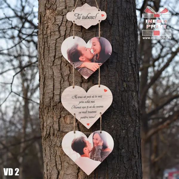 Rama foto personalizata Hearts VD2 Plexiglass alb