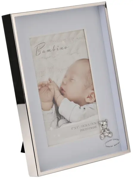 Ramă foto placată cu argint cu decorațiuni Bambino - Teddy Blue