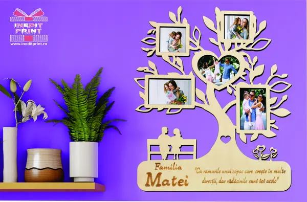 Rama foto tip copac RFC1 Lemn natur, 95x80cm