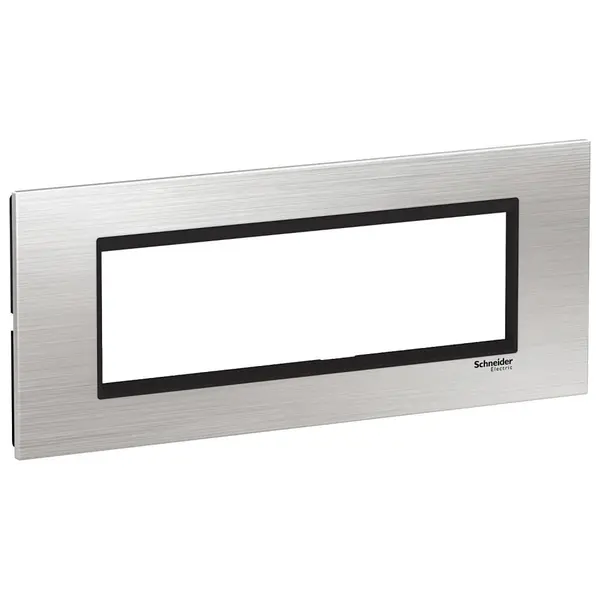 Rama inox 7 module Schneider Easy Styl LMR7667031, argintiu/negru