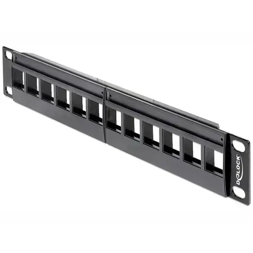Rama pentru panou de conexiuni , Digitus , 12 porturi 1U, 10 ” , negru