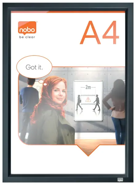Rama pentru perete NOBO Impression Pro aluminiu cu click A4 grafit Rama pentru perete NOBO Impression Pro aluminiu cu click A4 grafit
