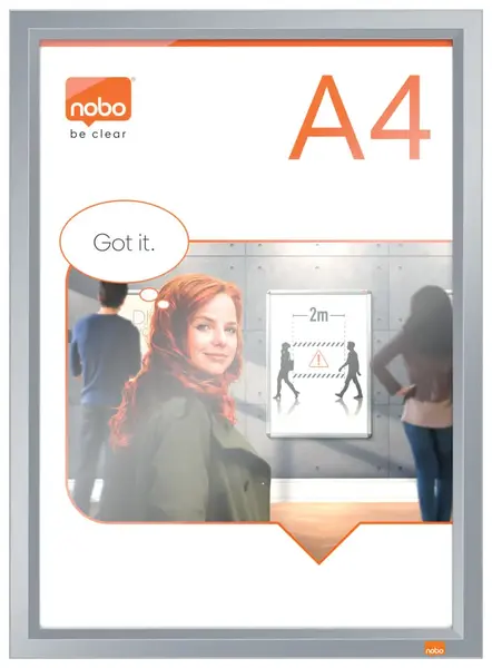 Rama pentru perete NOBO Impression Pro aluminiu cu click A4 gri Rama pentru perete NOBO Impression Pro aluminiu cu click A4 gri