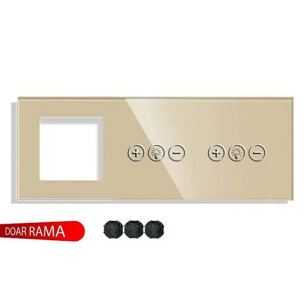Rama priză din sticlă M1+Panou întrerupător dimmer+dimmer