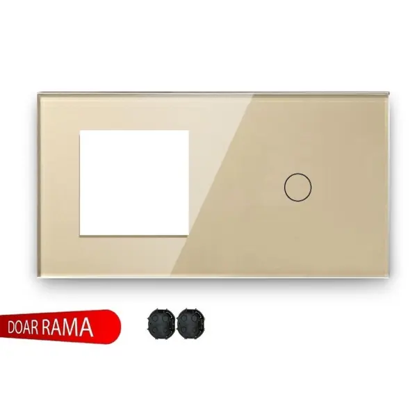 Ramă priză din sticlă + panou întrerupător simplu M1