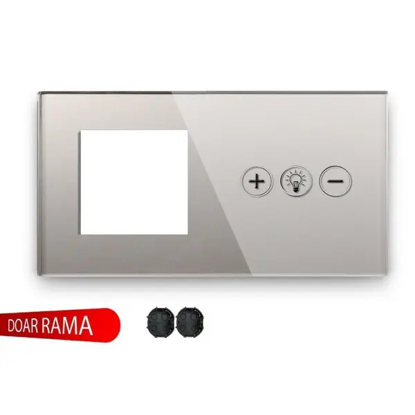 Ramă priză + panou întrerupător dimmer (Variator tensiune) WiFi din sticlă M1