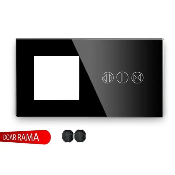 Ramă priză + panou întrerupător perdele/jaluzele WiFi din sticlă M1
