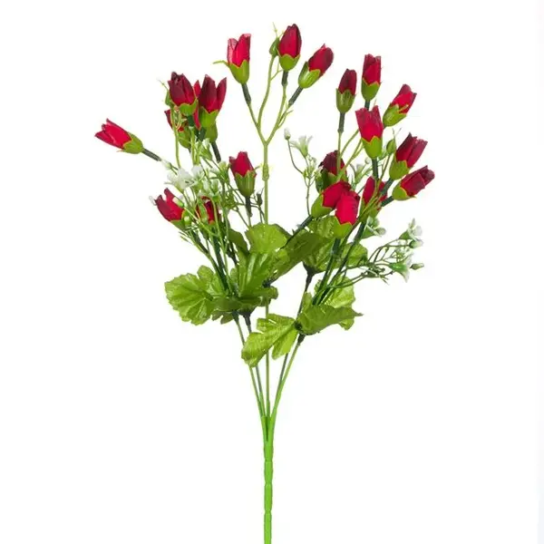 Ramura decorativa artificiala,garoafa cu flori rosii,35 cm