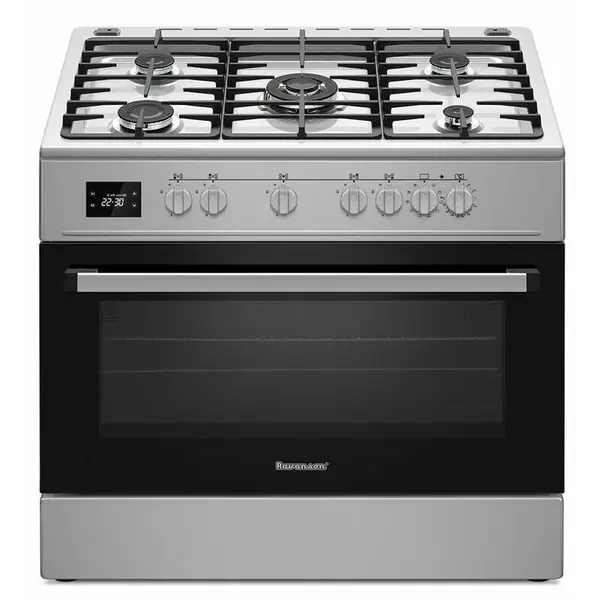 Ravanson Aragaz mixt modern Ravanson KWGE-K90A Cheff, Plita cu gaz si cuptor electric, Argintiu