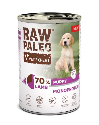 RAW PALEO Monoprotein Lamb Puppy 400 g hrană umedă cu miel pentru căței