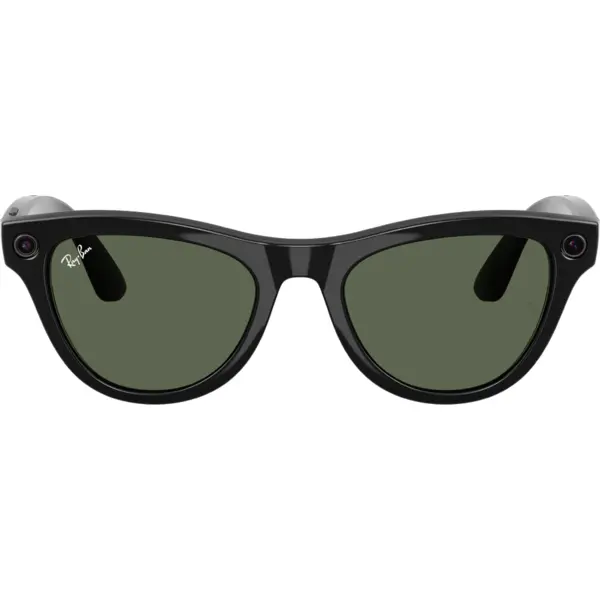 Ray-Ban Ochelari Smart Ray-Ban Meta SKYLER, Marime M, Negru, 32 GB stocare, Camera Foto 12mp, 5 microfoane, difuzoare, Wifi 6, Meta AI, Standard, G-15 Green, Negru-Lucios