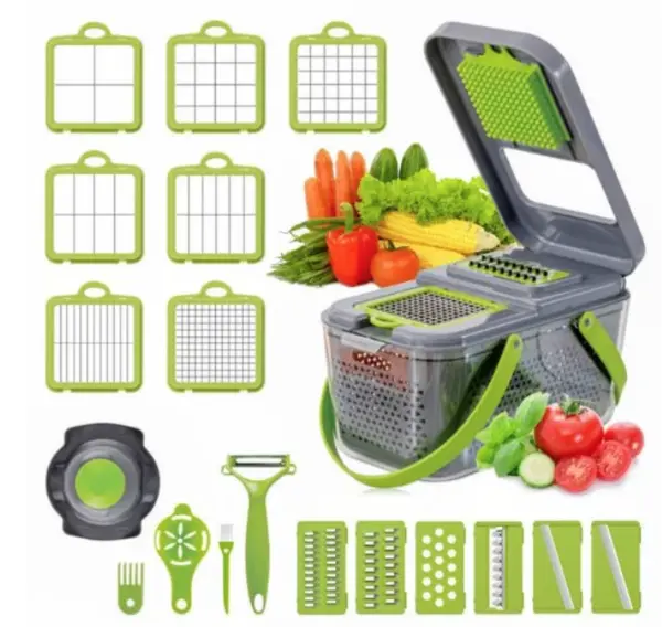 Razatoare multifunctionala pentru fructe si legume 22 piese lame din otel inoxidabil MD