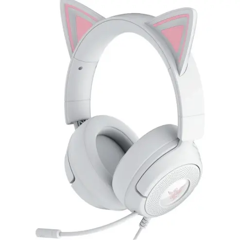 Razer Casti Gaming cu fir, Razer Kraken Kitty V3 X, Jack 3.5 mm, microfon, Alb/Roz