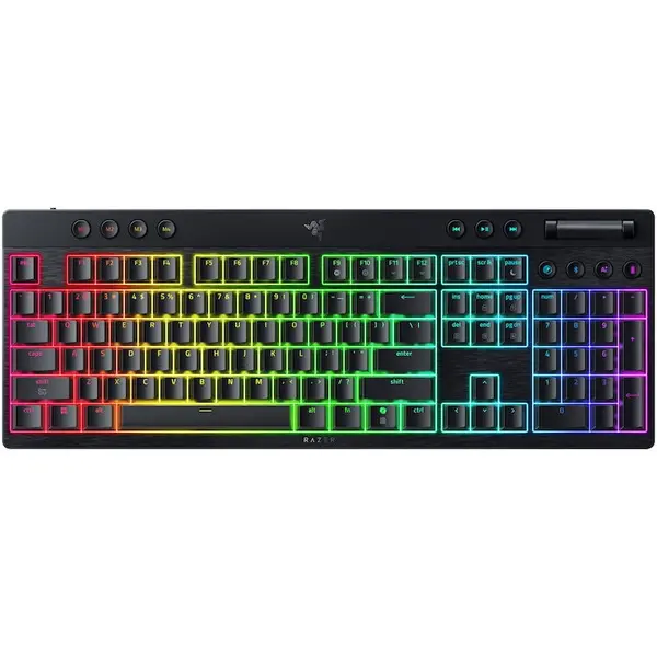 Razer Tastatura Gaming Wireless Razer Blackwidow V4 Low-profile, Green Clicky, RGB, Negru