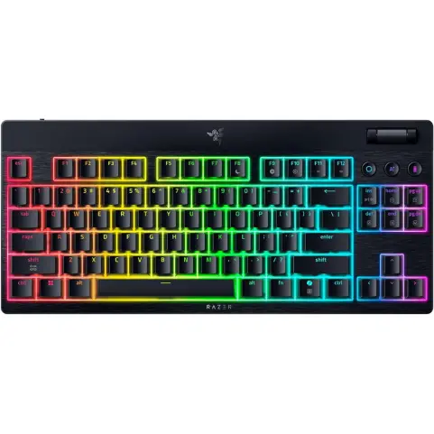 Razer Tastatura Razer Blackwidow V4 TKL Low-profile HyperSpeed TKL, Orange Tactile Switch, RGB, USB, Wireless 2.4Ghz, Bluetooth, Negru