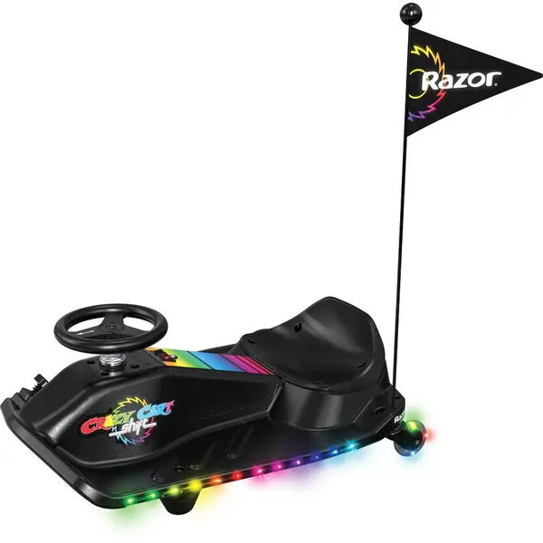 Razor Vehicul electric de drift (kart) pentru copii si adolescenti Razor Crazy Cart Shift Lightshow Lithium, viteza maxima 13km/h, autonomie 40min, 90W, Negru