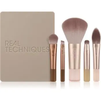 Real Techniques New Nudes On The Glow Mini Brush Kit set perii machiaj pentru călătorii