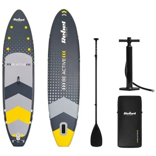 Rebel Set placa gonflabila SUP REBEL ACTIVE RBA-4500, 350x80x15cm, Gri/Galben