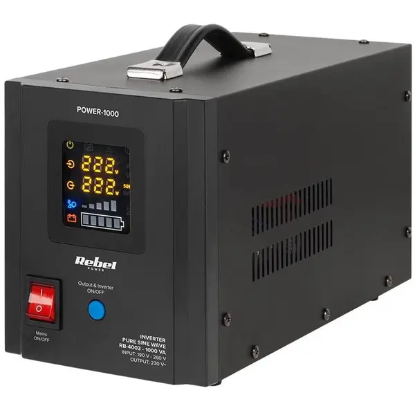 Rebel UPS Centrala Termica Rebel RB-4003, Sinus Pur, 1000 VA, 700 W, 12 V, Negru