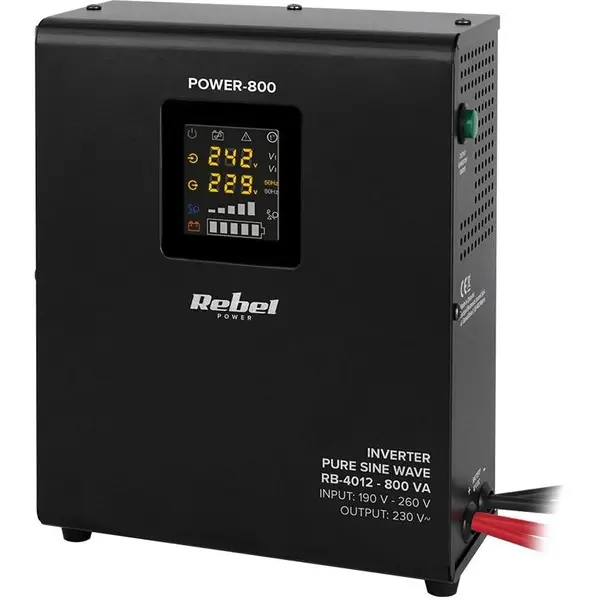 Rebel UPS Centrale termice Rebel RB-4012, unda pura sinusoidala, 800VA, 500W, 12V, Negru
