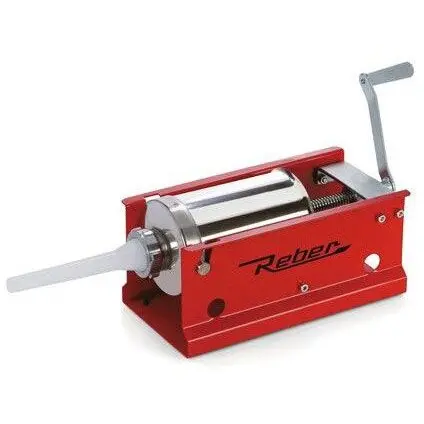 Reber Masina manuala de umplut carnati Reber 8956 N, Capacitate 3kg, 2 viteze, Cilindru inox 304, 4 stuturi de umplere