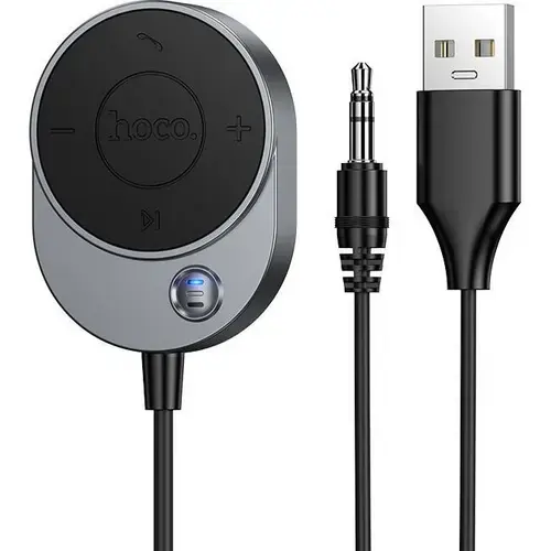 Recepator auto wireless Hoco, Bluetooth 5.4, 3.5mm, 37x51x10mm, Gri