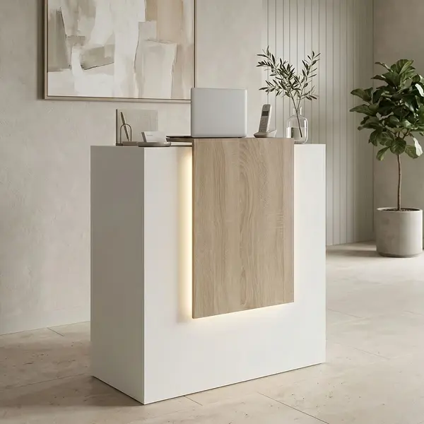 Receptie birou, Zowel, Alb, 40x90x110 cm