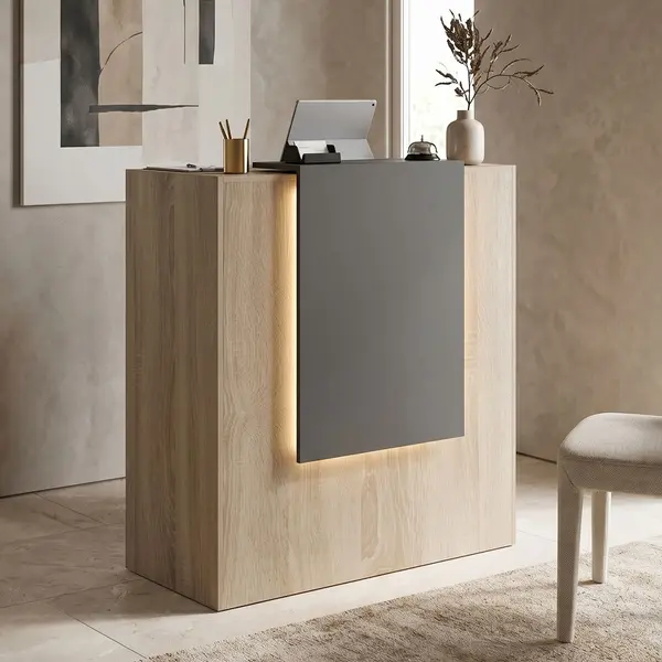 Receptie birou, Zowel, Gri inchis, 40x90x110 cm