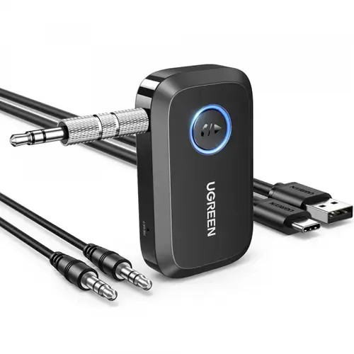 Receptor Bluetooth UGREEN CM596 (90748), Conectare duala, Reducere zgomot, Autonomie pana la 15 ore (Negru)