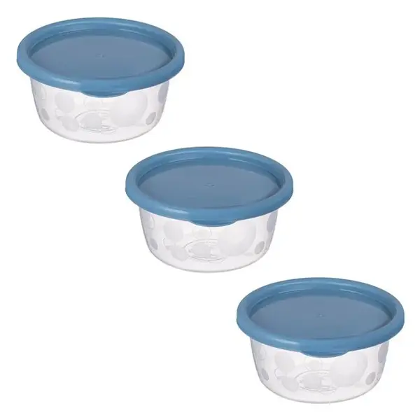 Recipient cu capac pentru alimente,plastic,albastru,3 bucati set