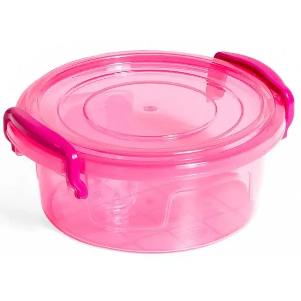Recipient cu capac pentru alimente,plastic,roz,300 ml