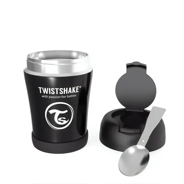 Recipient hrana Twistshake Insulated Pastel - Negru, 350 ml