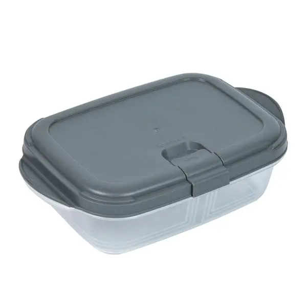 Recipient pentru alimente cu capac push up si clip,plastic,gri,400 ml