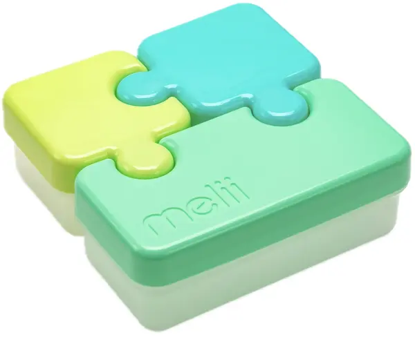 Recipiente pentru depozitarea alimentelor Мelii - Puzzle, 3 buc, albastru-verde