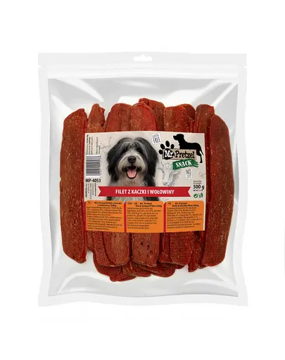Recompense câini rață și vită fără cereale MR. PRETZEL Filet 500 g